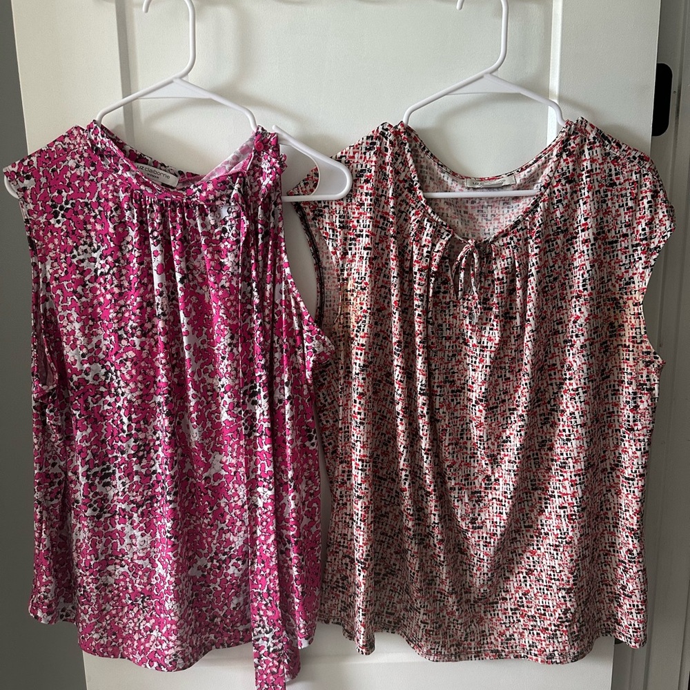 Liz Claiborne Pink and Black Sleeveless 1X Blouse Bundle
